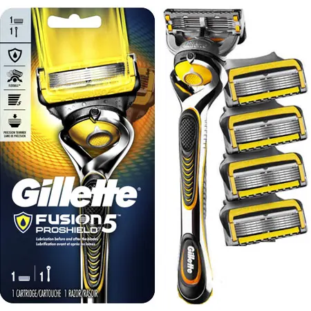 Gillette Fusion5 ProGlide ProShield razor and refill cartridges in retail packaging