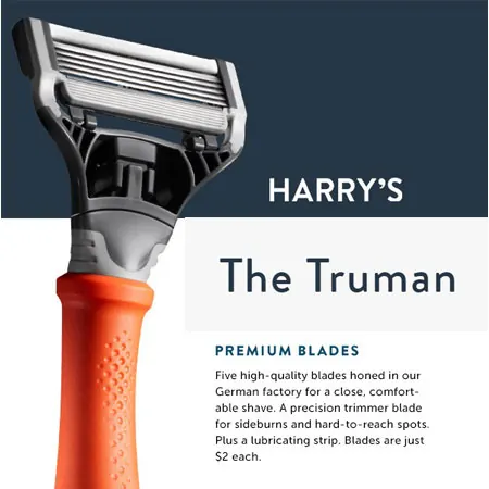 Harry's The Truman razor with an orange handle